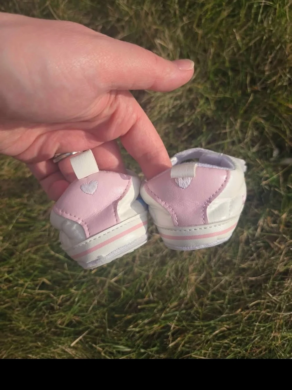 Kids White Heart Accent Velcro Sneakers